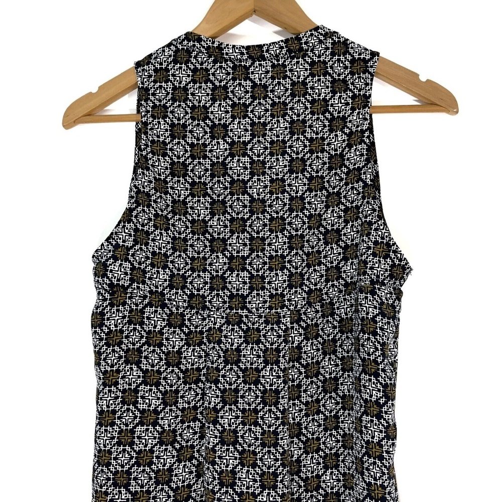 Oat + Fawn Women’s Size XS Blue Printed V Neck High Low Sleeveless Casual Blouse - Picture 8 of 11